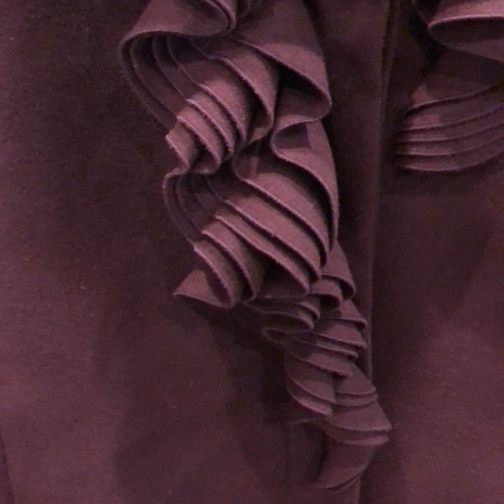 Tahari Plum Ruffle Coat - Picture 3 of 9